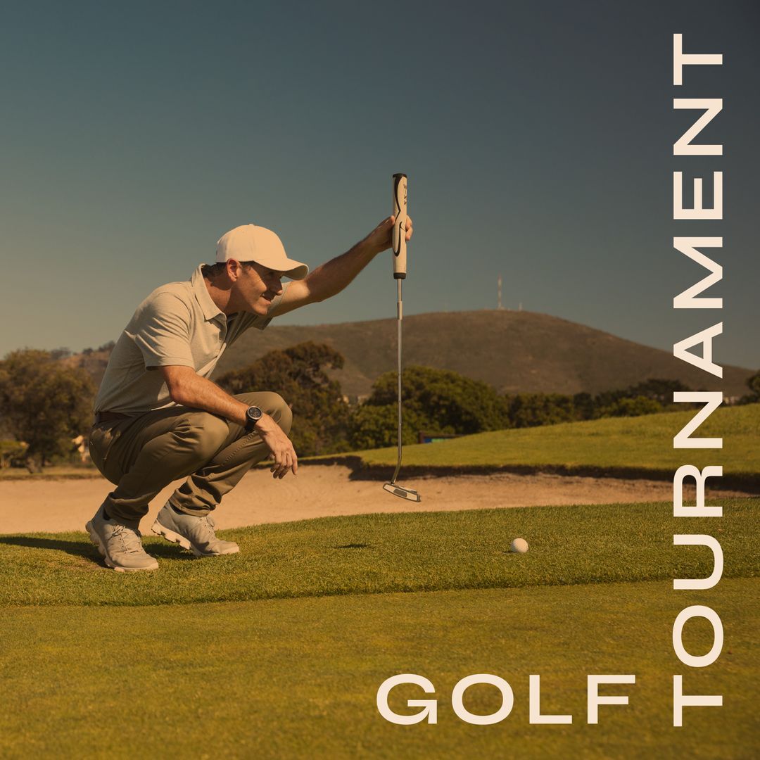 Man Aiming Put on Golf Course During Tournament