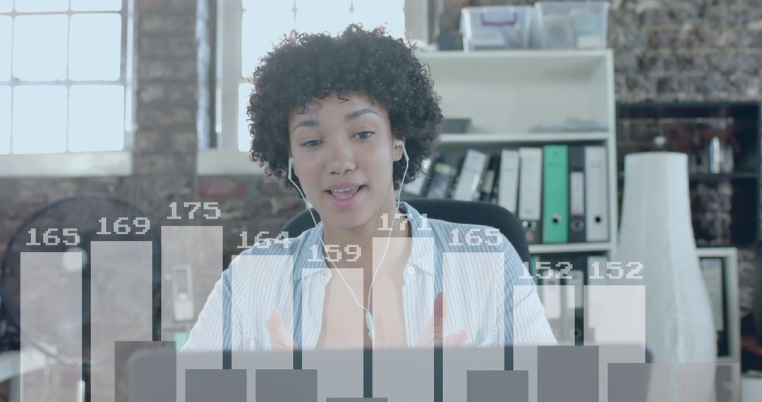 Dynamic Data Processing with Businesswoman in Modern Office