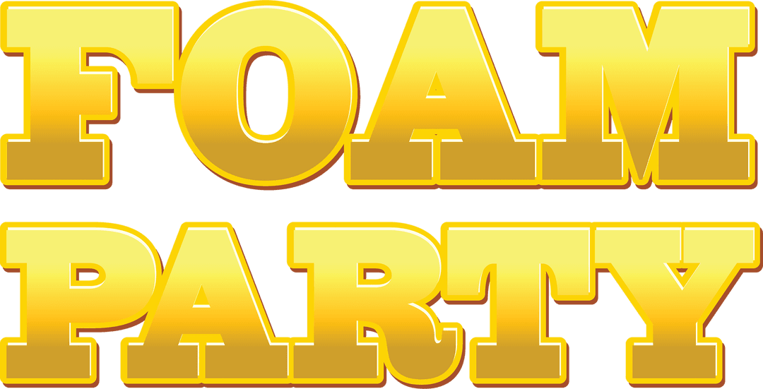 Gold Foam Party Text on Transparent Background for Event Promotions