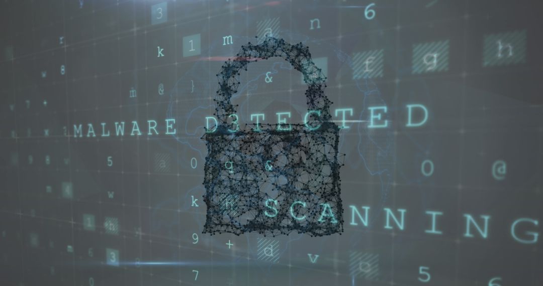 Digital Security Concept with Holographic Padlock Formation