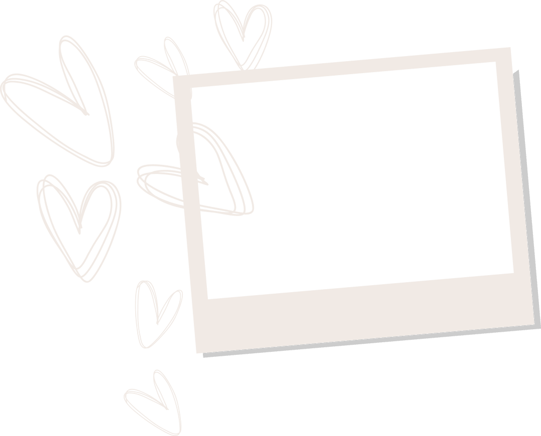 Transparent Retro Instant Photo Frame with Heart Doodles