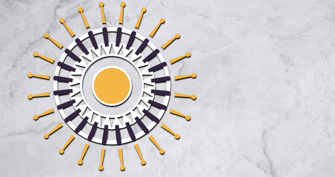 Abstract Geometric Sunburst Design on Marble Background
