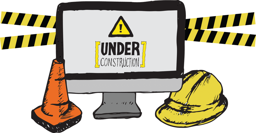 Digital Under Construction Text on Screen with Safety Gear