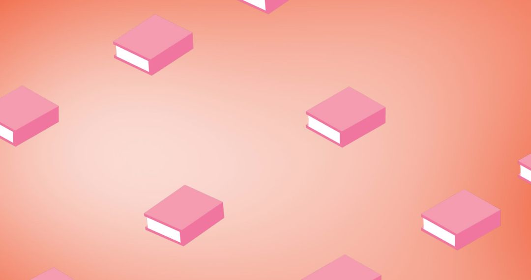 Seamless Pattern of Pink Floating Books on Pastel Background