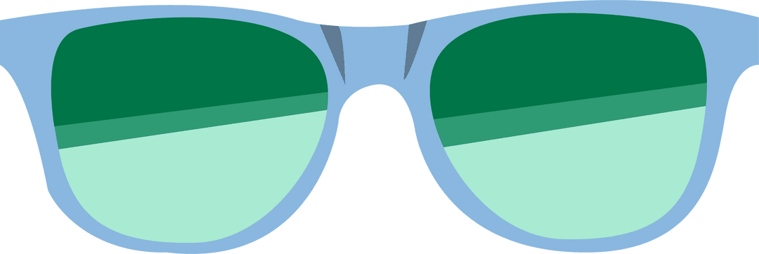 Transparent Vector Sunglasses with Light Blue Frame and Green Lenses
