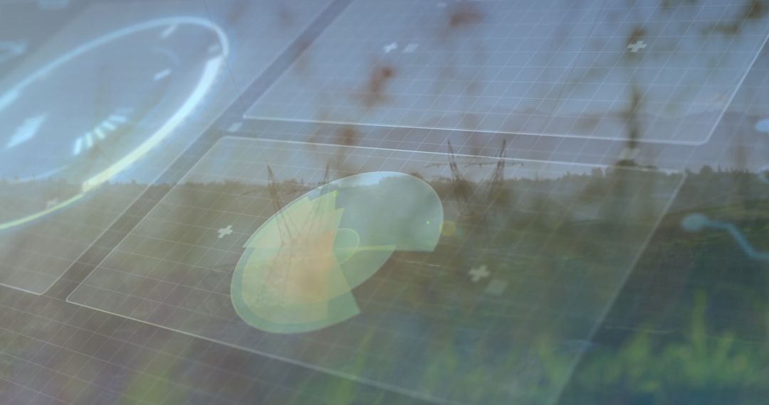 Digital Interface Overlay on Solar Panels in Nature