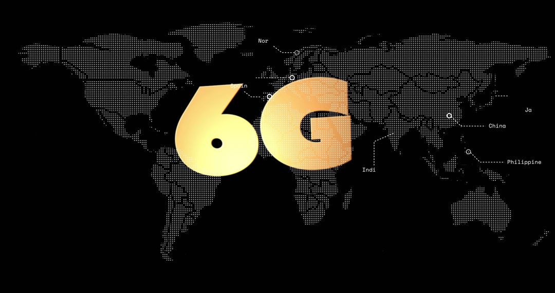 Golden 6G Network Concept with World Map and Future Connectivity