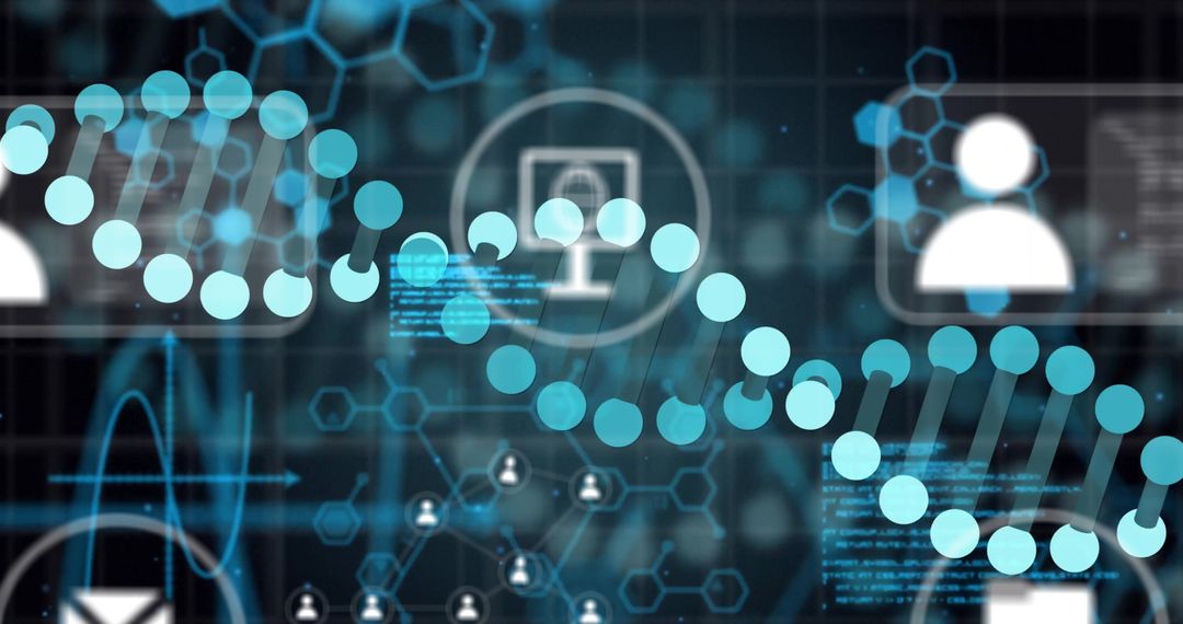 Futuristic Digital Data Network with Tech Icons