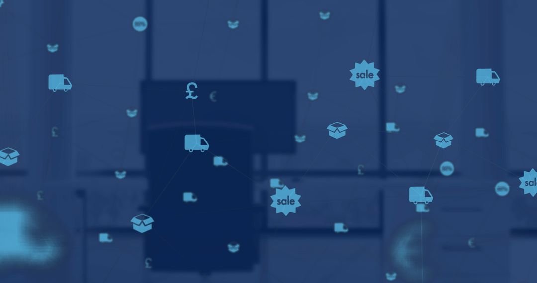 Business Technologies Network with Currency Icons and Concepts