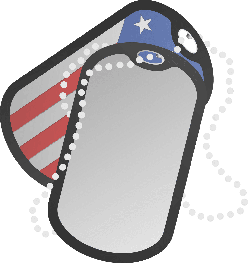 Reflective Dog Tags with American Flag on Transparent Background