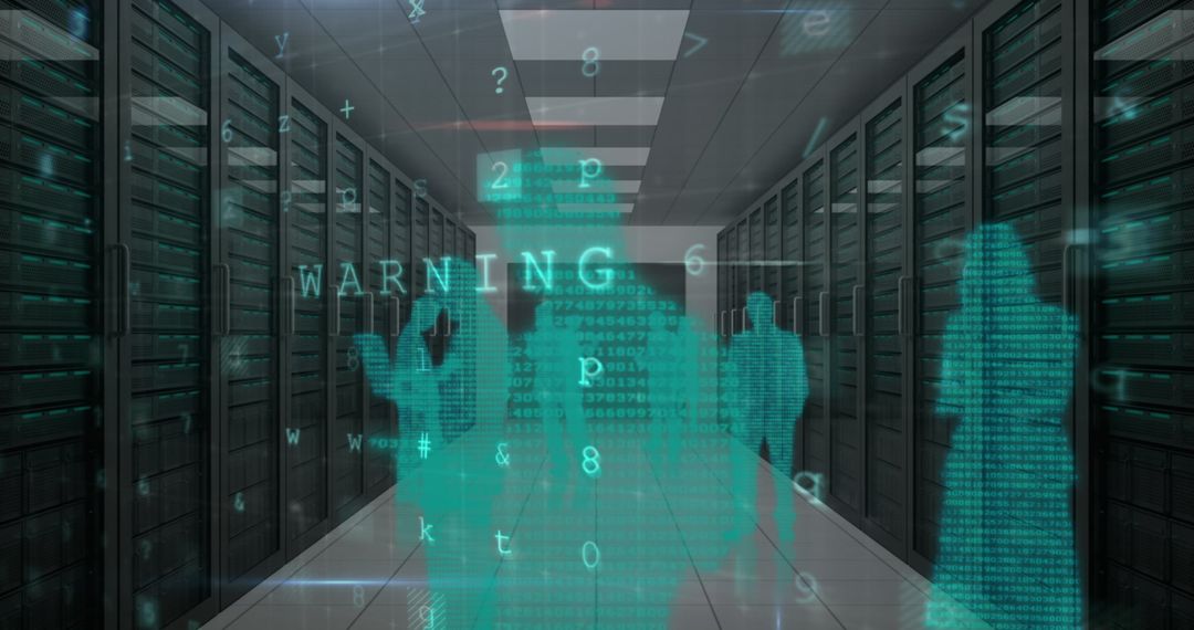 Cybersecurity Threats Warning in Data Server Room