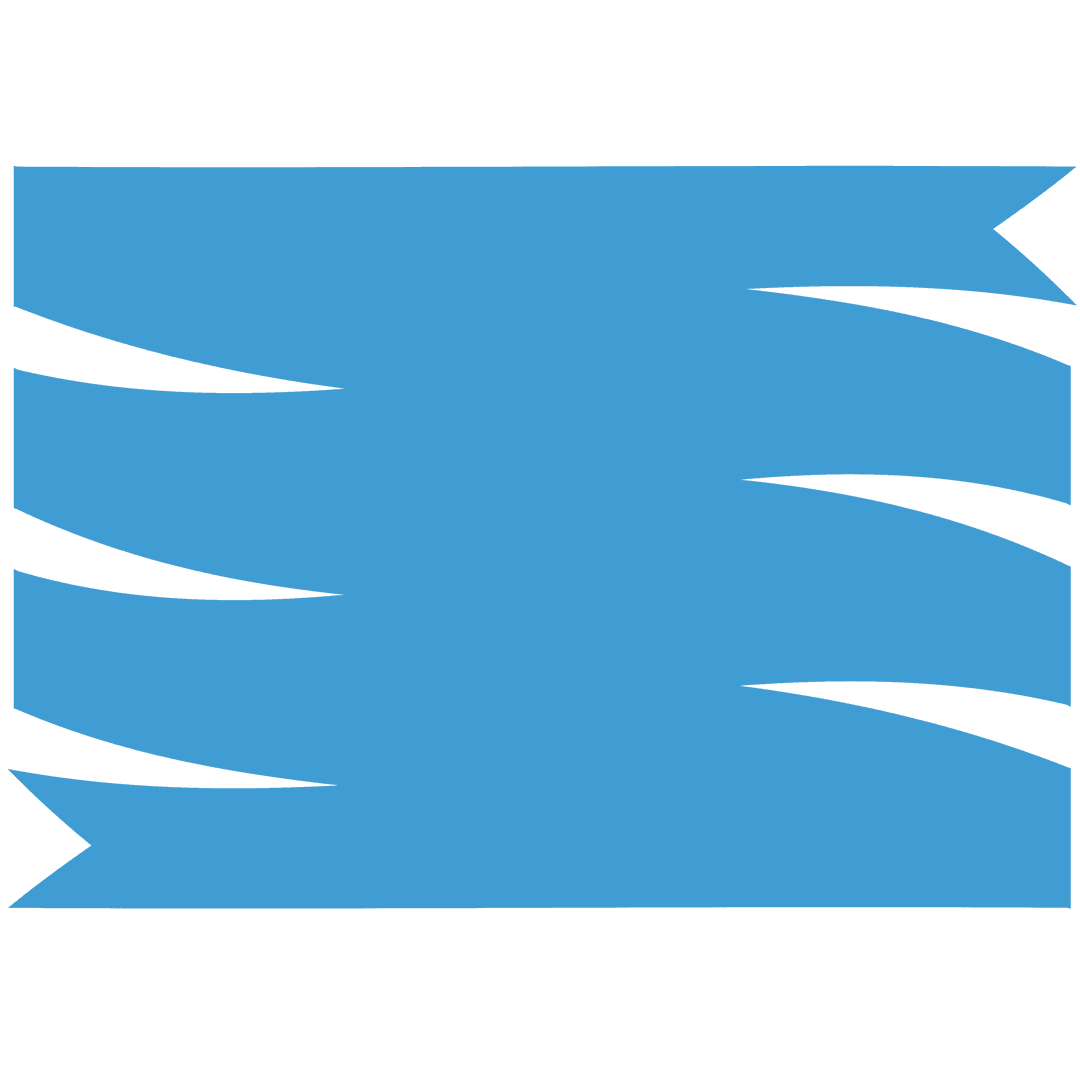 Blue Banner with Wavy Ribbons on Transparent Background, Free Space Design