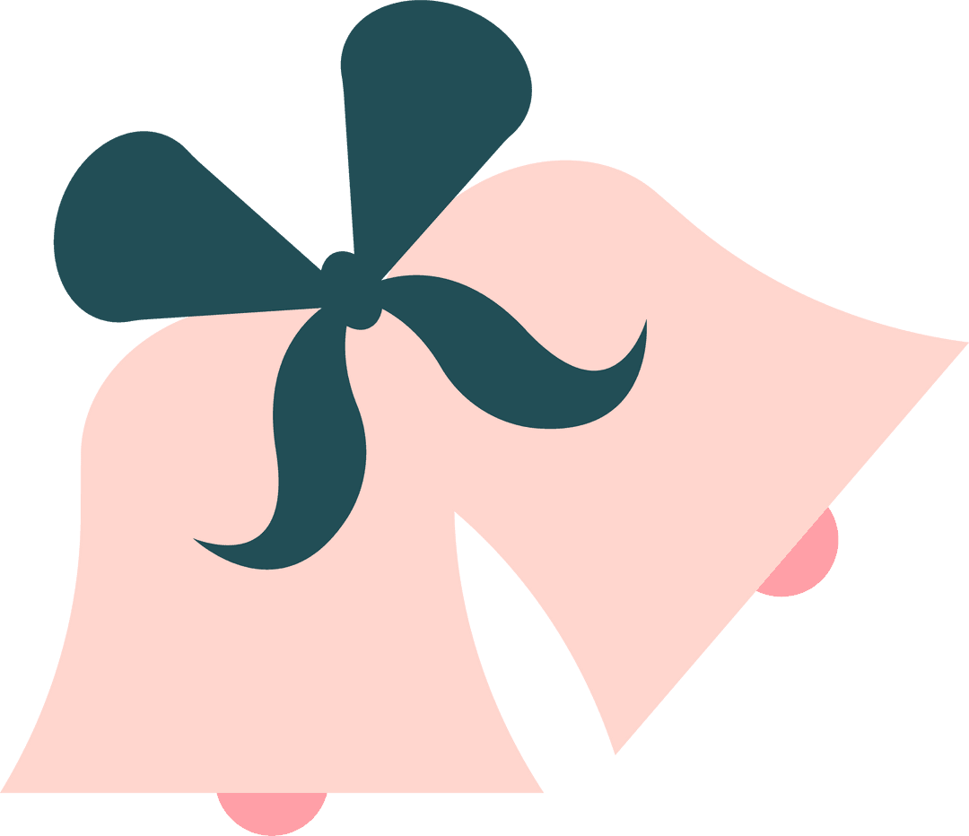 Elegant Pink Bells with Teal Bow on Transparent Background