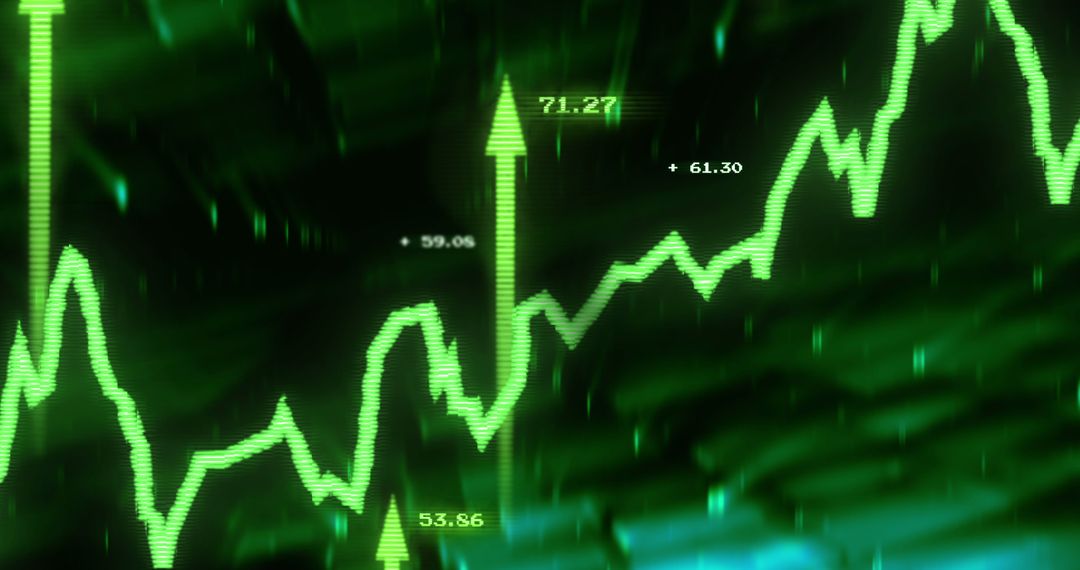Dynamic Growth Chart with Rising Arrows in Green Tones