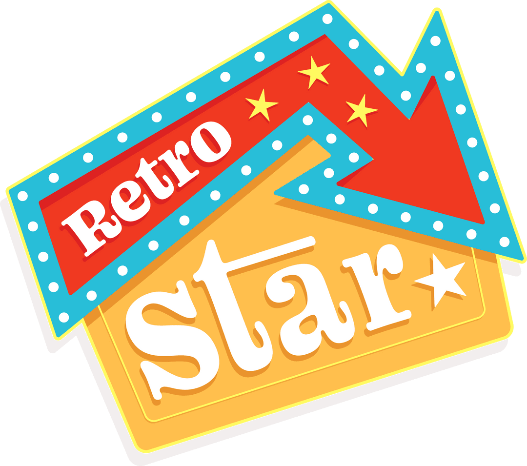 Retro Vegas Style Marquee Sign with Arrow Transparent Background