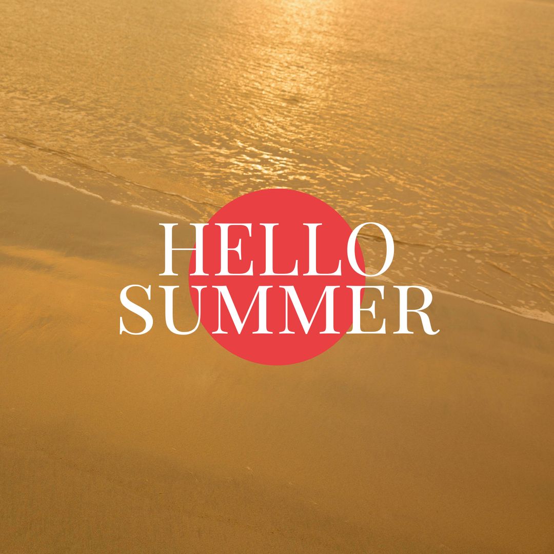 Hello Summer Greeting with Sun and Ocean