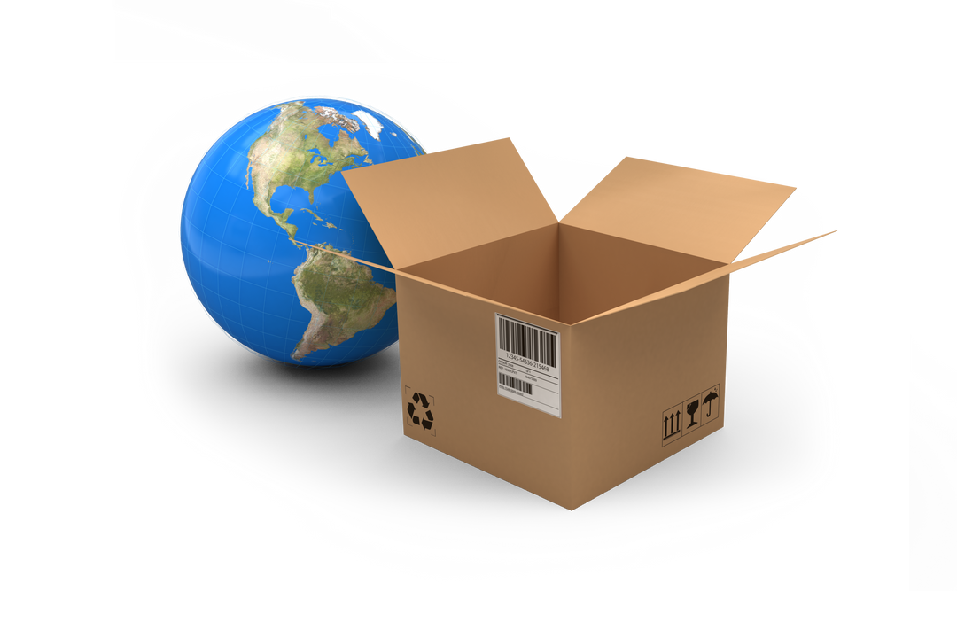 Transparent Scene 3D Globe Earth with Open Cardboard Box - Download Free Stock Images Pikwizard.com