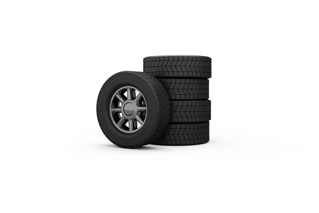 Stack of Car Tires with Alloy Wheel on Transparent Background Settings - Download Free Stock Images Pikwizard.com