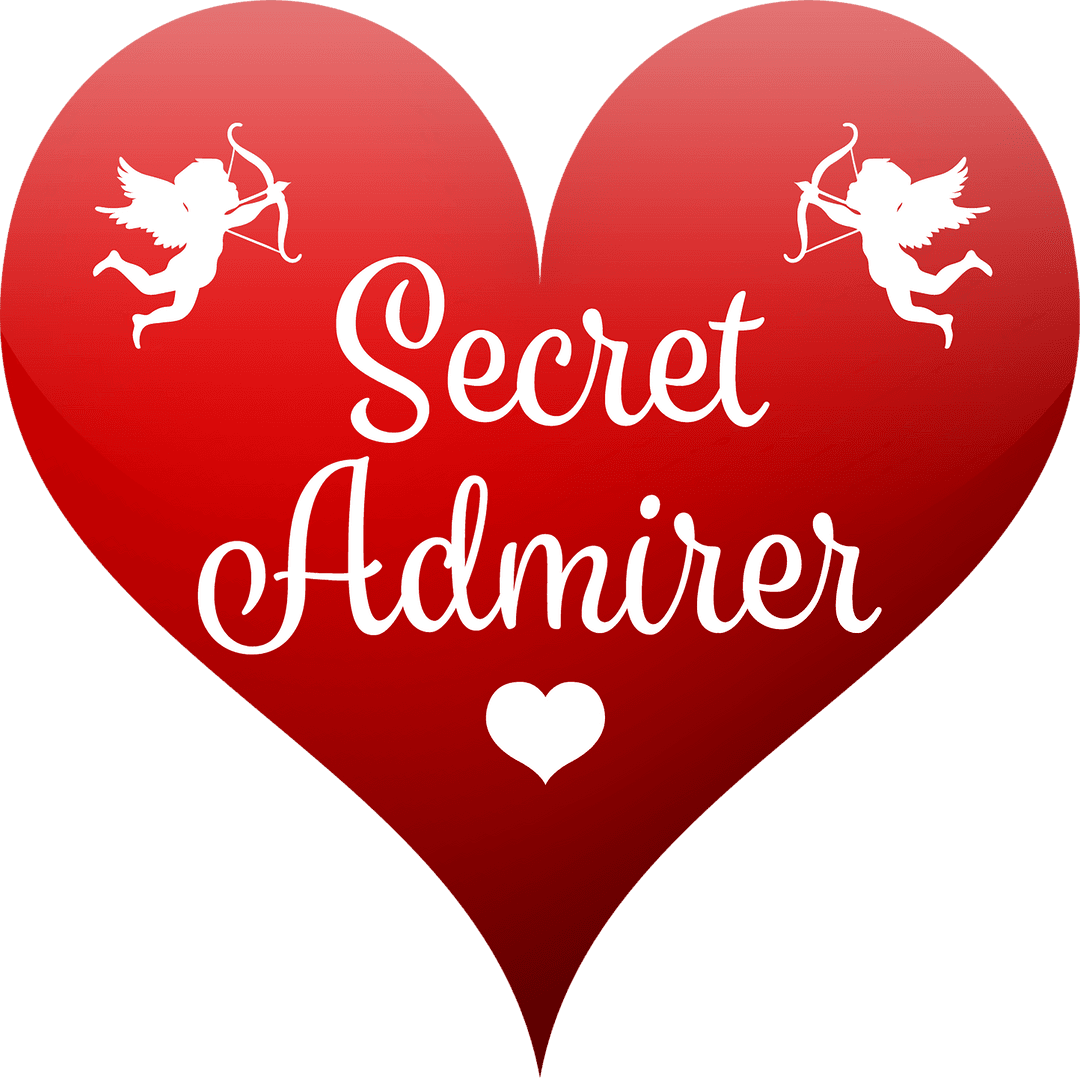 Transparent Heart Illustration with Secret Admirer Text