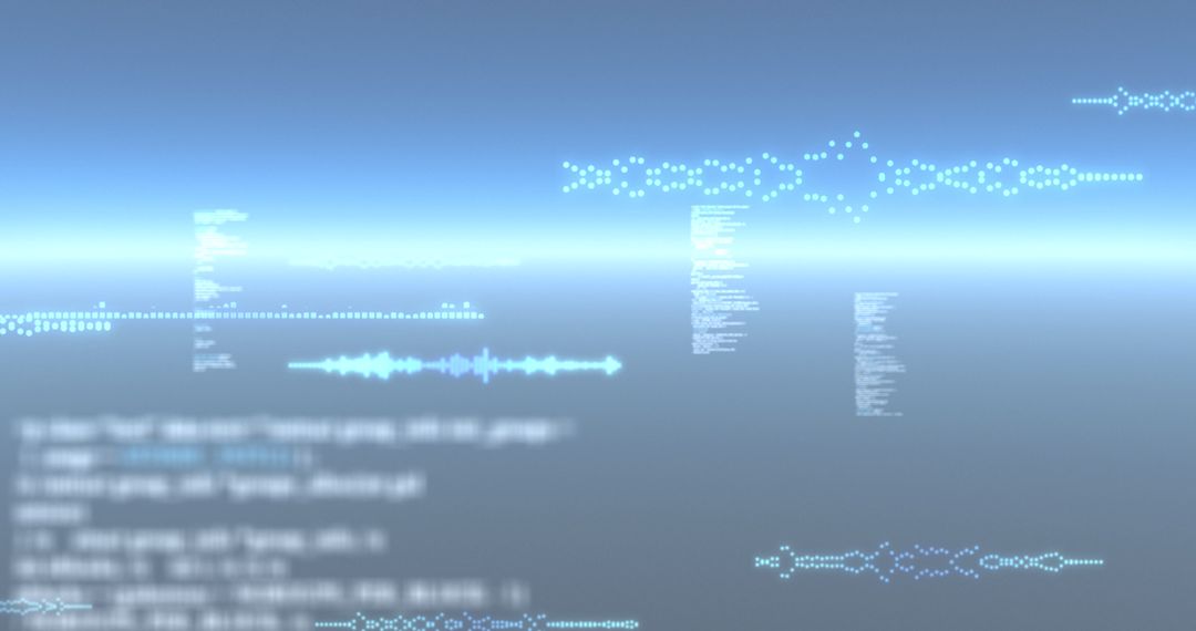 Digital Data Particles on Glowing Blue Backdrop