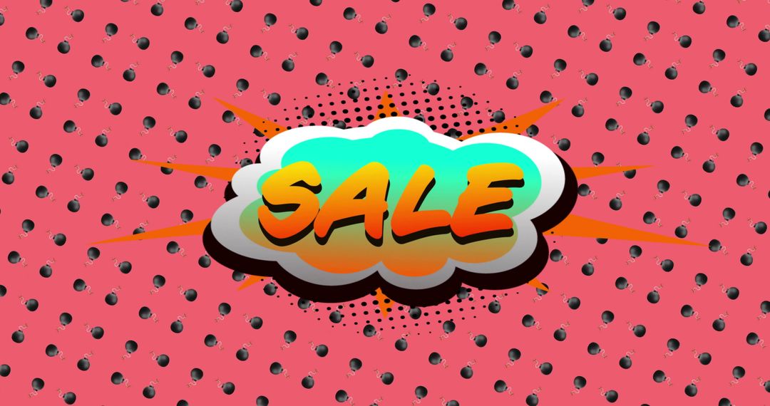 Retro Pop Art Style Sale Sign on Vibrant Pattern Background