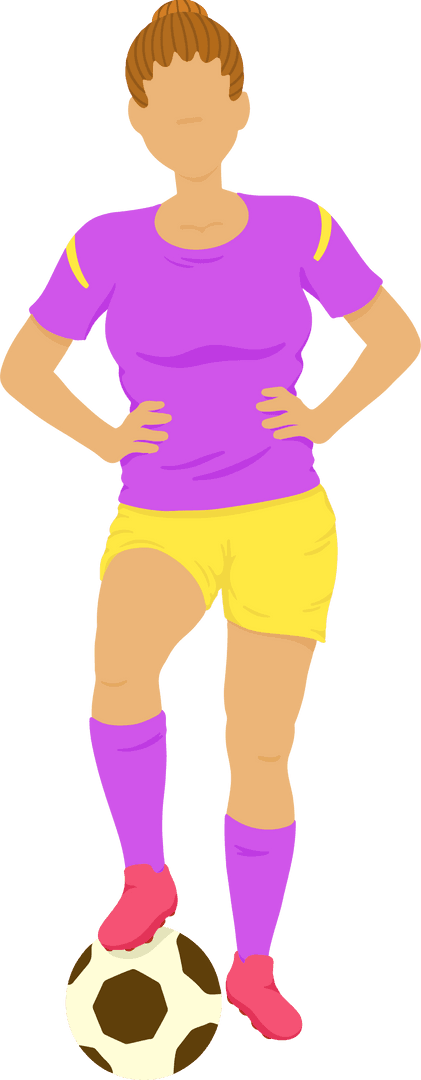 Flat Design Female Soccer Player in Vibrant Sportswear on Transparent