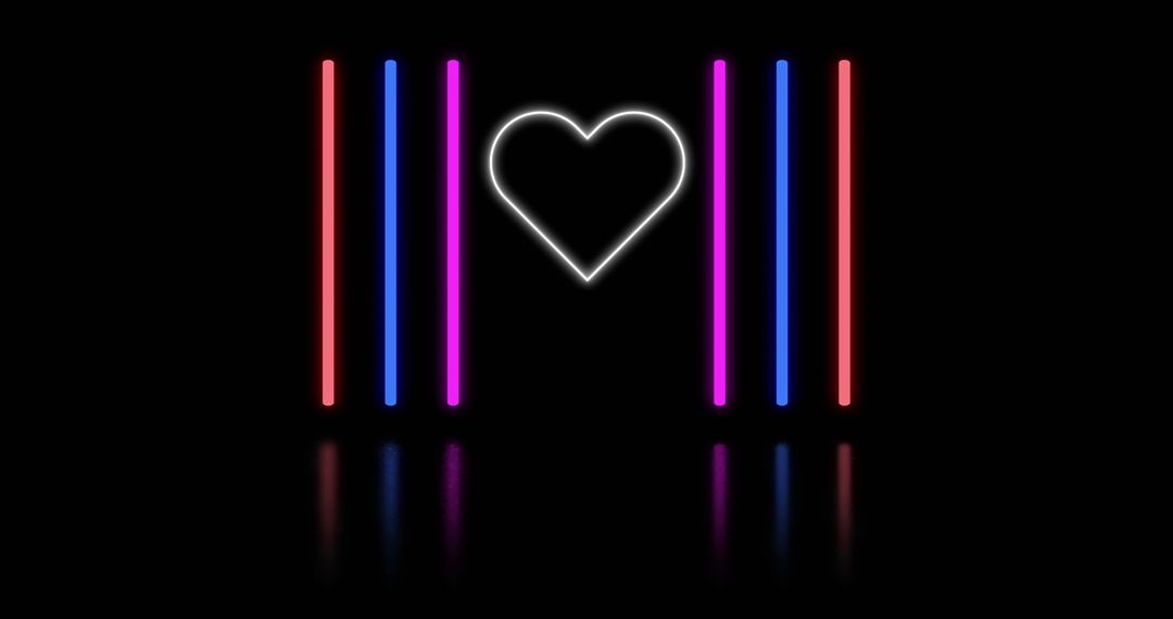 Neon heart with vibrant lines on black background