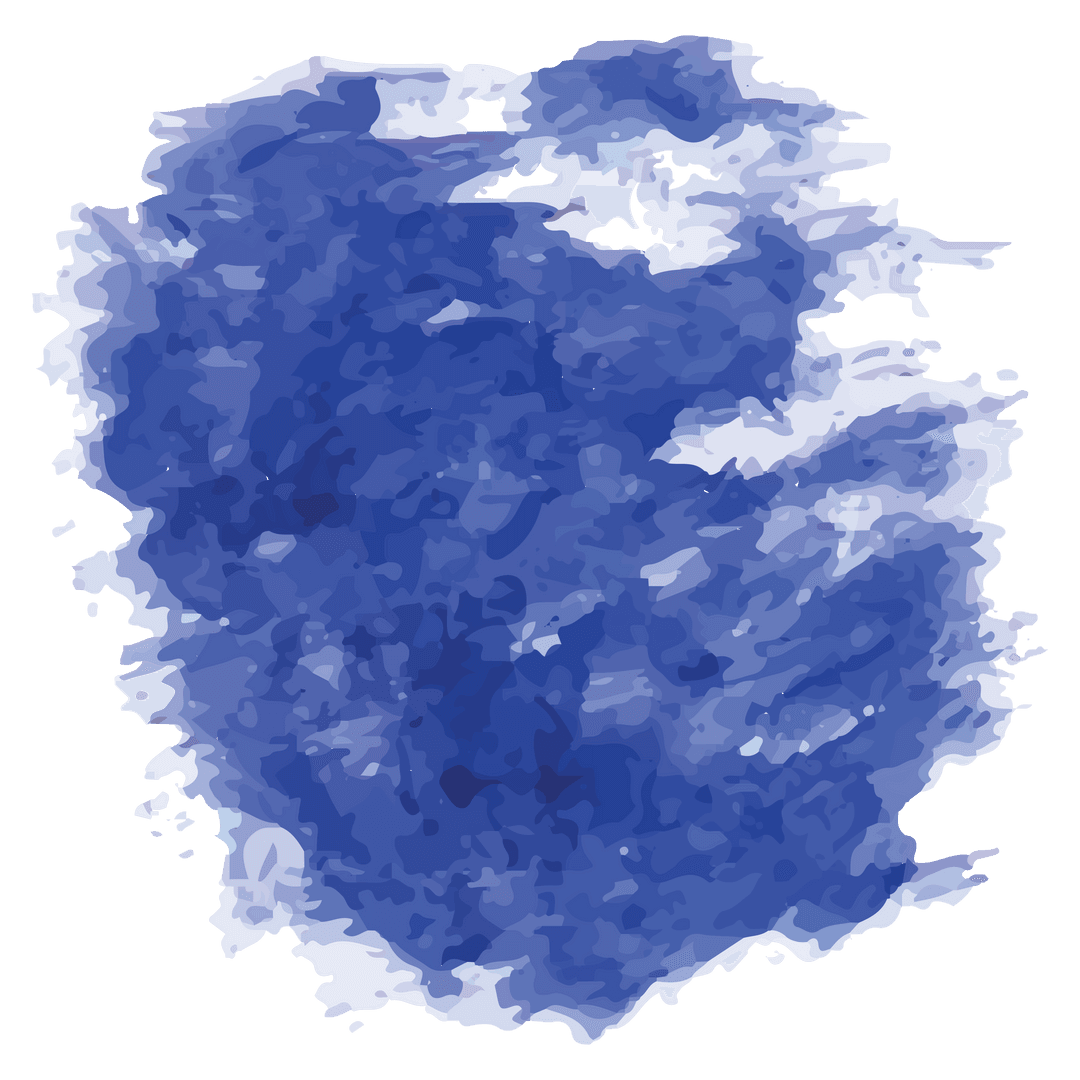 Abstract Blue Paint Smudges on Transparent Background
