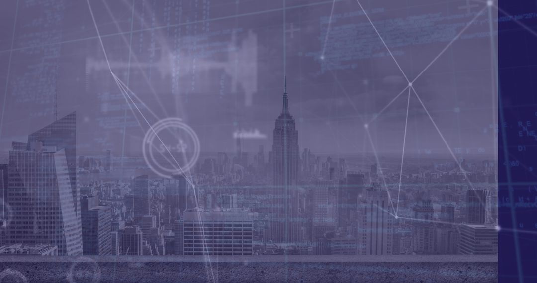 Futuristic Urban Digital Cityscape with Interactive Data and Holographic Display