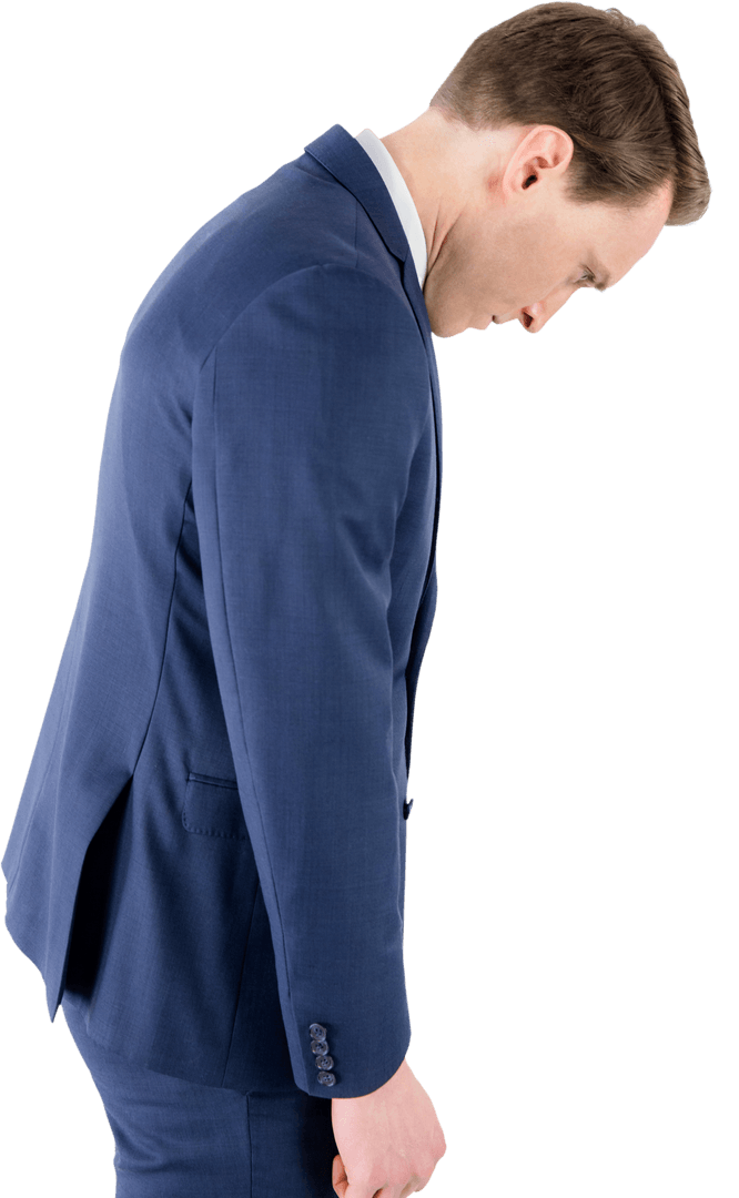 Transparent Businessman Appearing Defeated While Looking Down