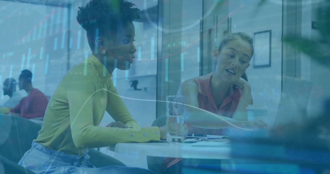 Focused Teamwork with Digital Financial Interface in Modern Office