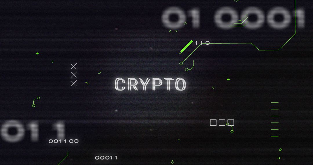 Glitch Effect on Crypto Text with Circuit Board Elements