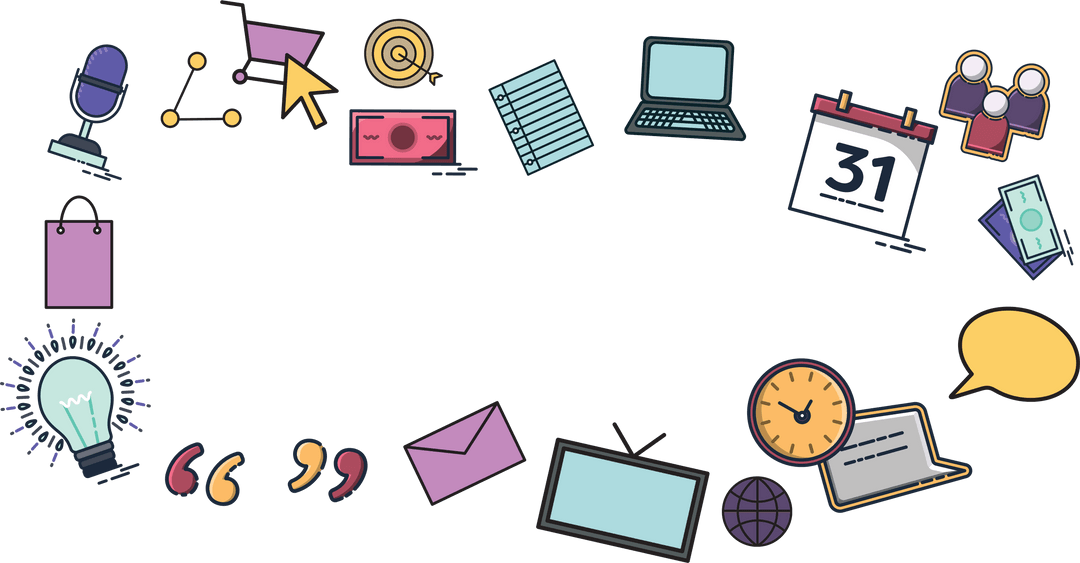 Digital Symbols Circle on Transparent Background for Creative Ideas