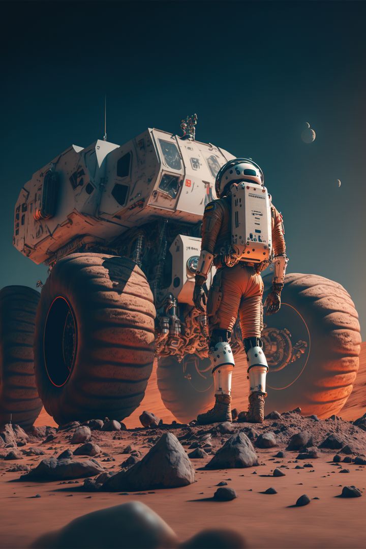 Astronaut exploring planet mars with space vehicle, created using generative ai technology - Free Images, Stock Photos and Pictures on Pikwizard.com