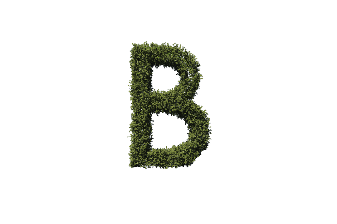 Eco-Friendly Grass Textured Letter B on Transparent Background