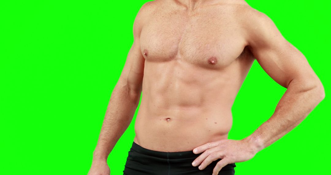 Fit Shirtless Man Standing Green Screen Background - Free Images, Stock Photos and Pictures on Pikwizard.com