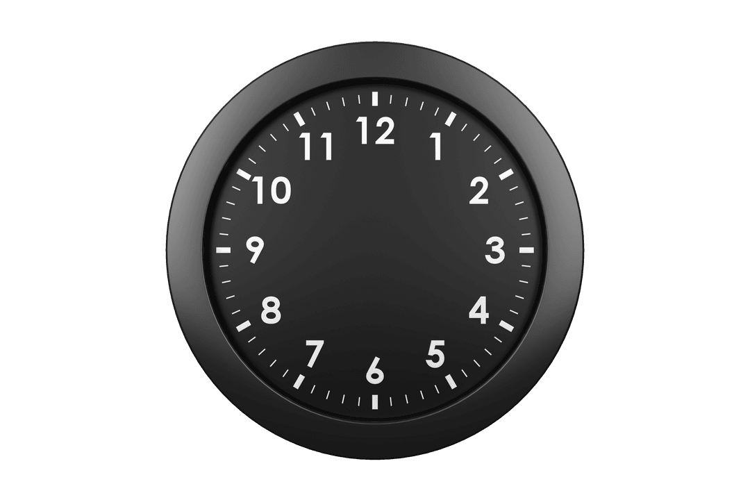 Elegant Transparent Clock Face with Black Background