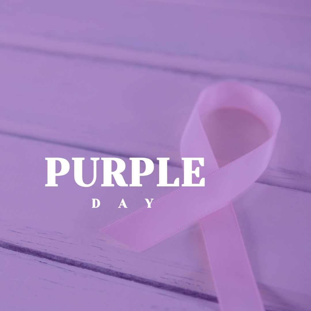 Purple Day Ribbon for Epilepsy Awareness on Wooden Surface