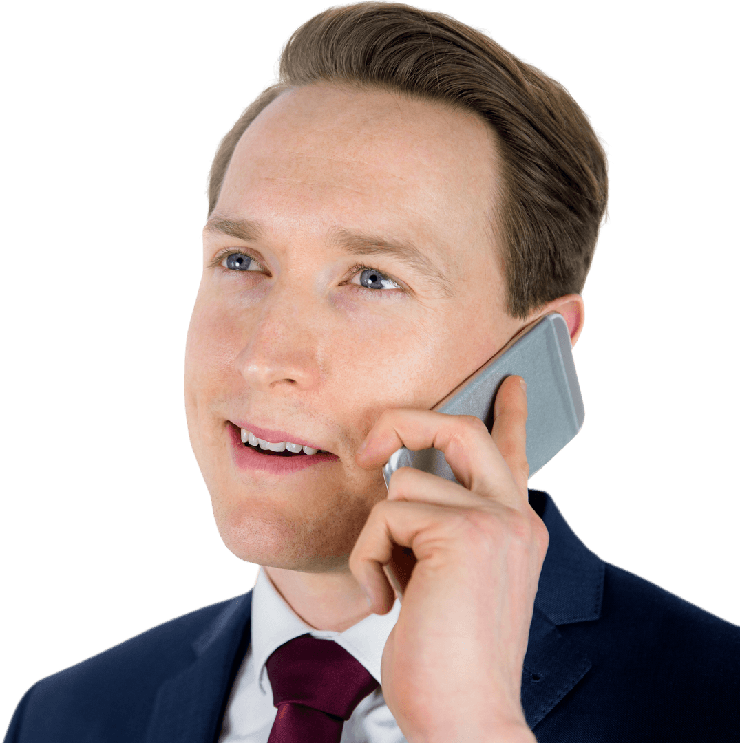 Transparent Confident Businessman Talking on Cell Phone
