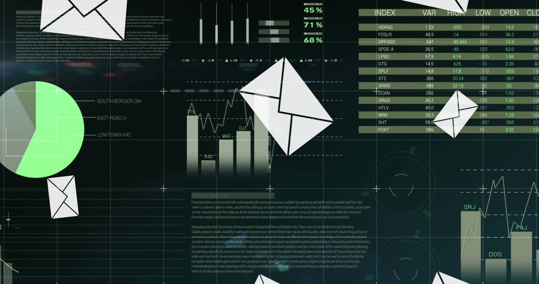 Digital Interface with Envelopes on Data Analytics Dashboard