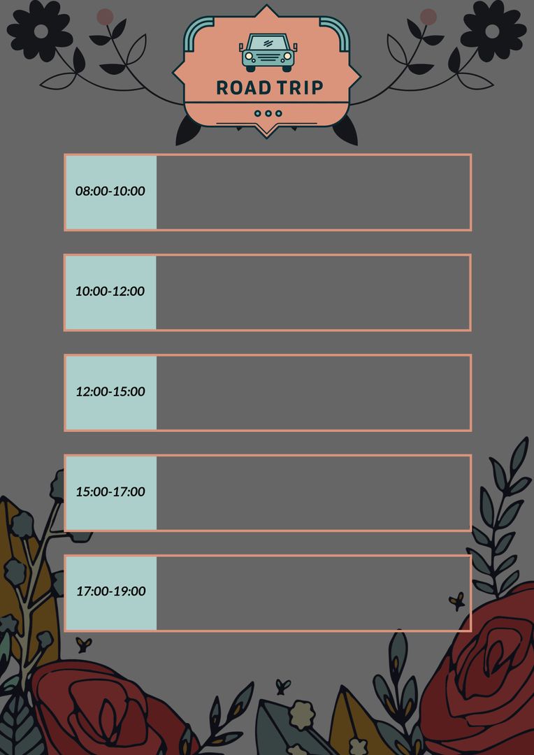 Organized Road Trip Itinerary with Decorated Background