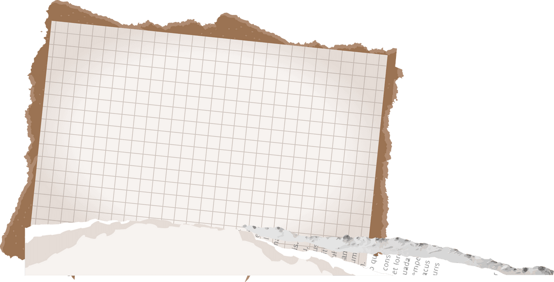 Transparent Torn Paper Collage with Kraft and Grid Sheets