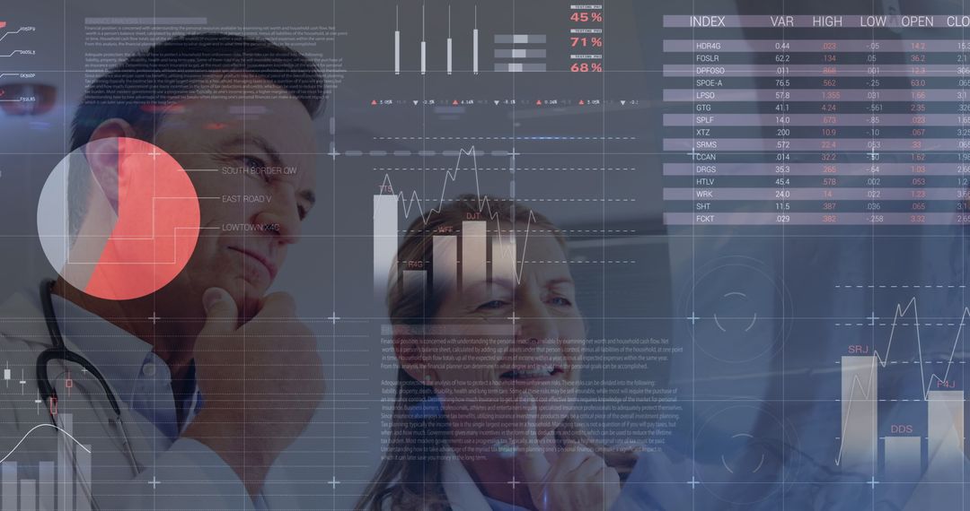 Senior Doctors Analyzing Financial and Health Data Insights