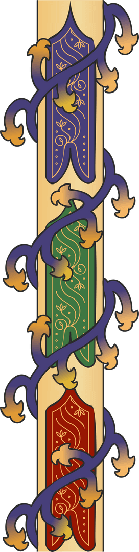 Transparent Decorative Pillar with Colorful Panels and Vines