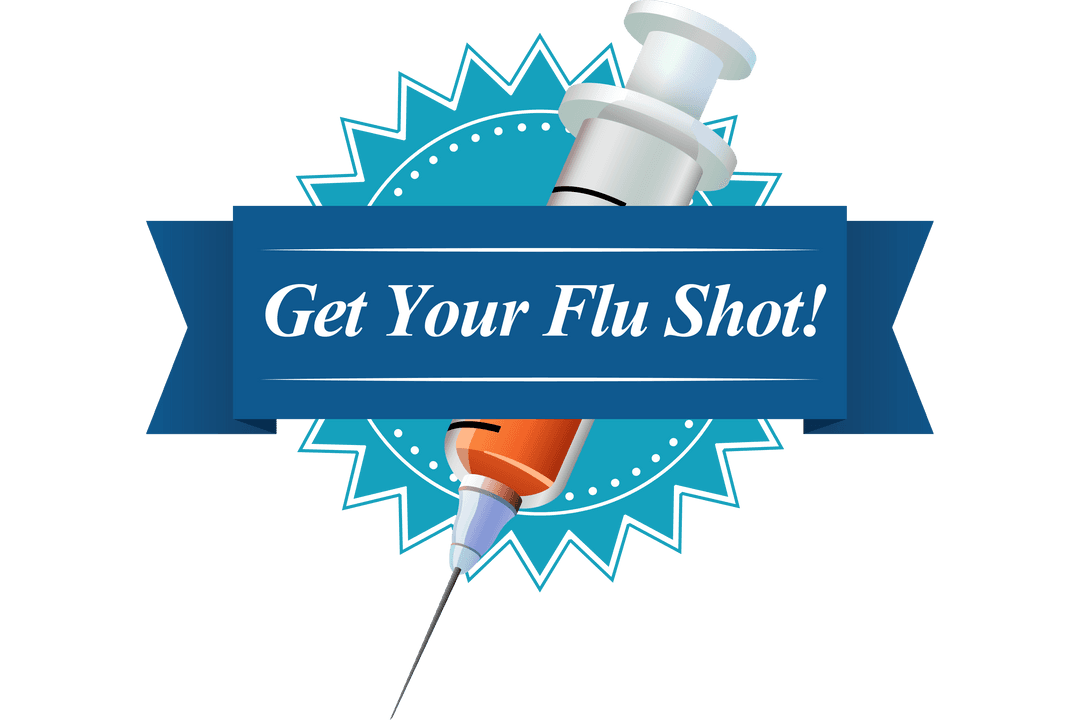 Flu Shot Reminder Design with Syringe on Transparent Background