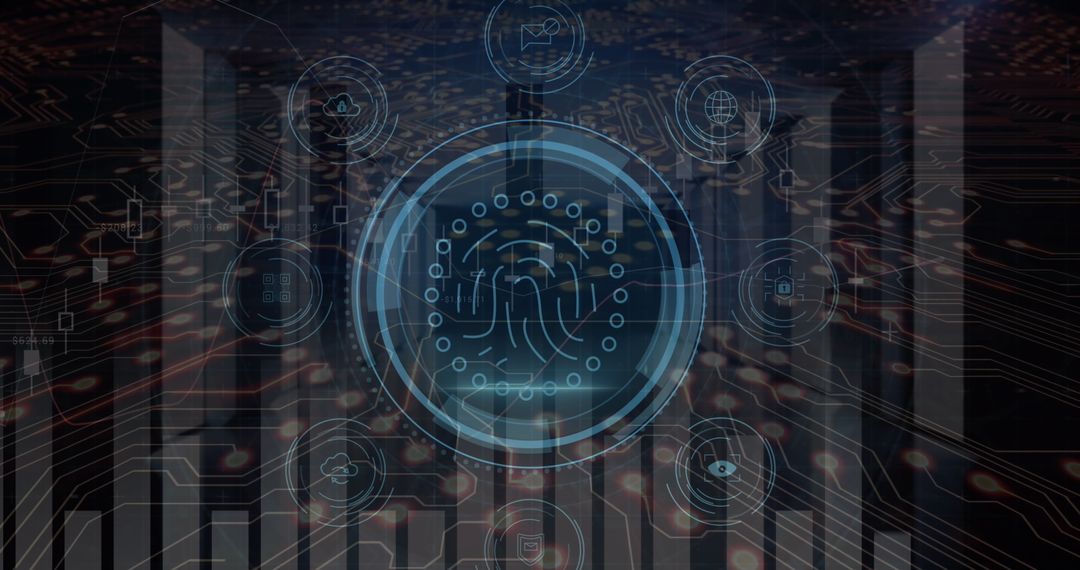 Futuristic Technology Interface with Fingerprint Icon