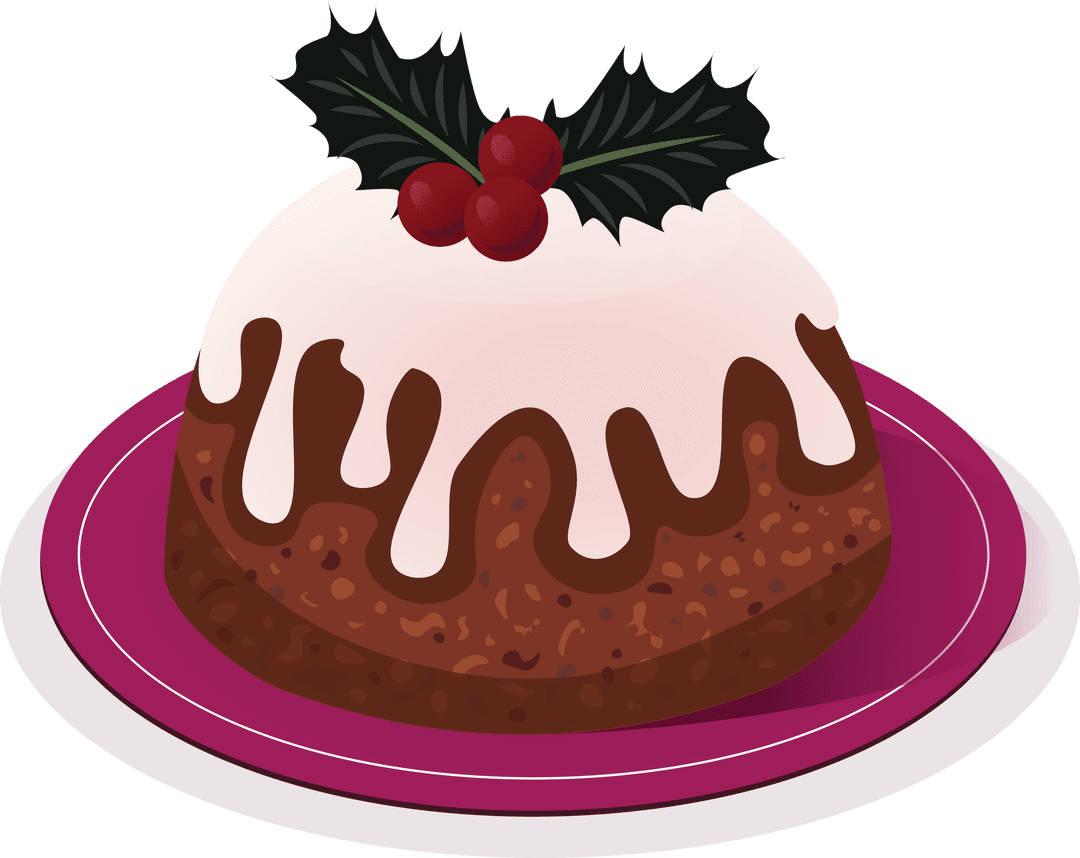 Festive Holiday Cake with Icing on Transparent Background