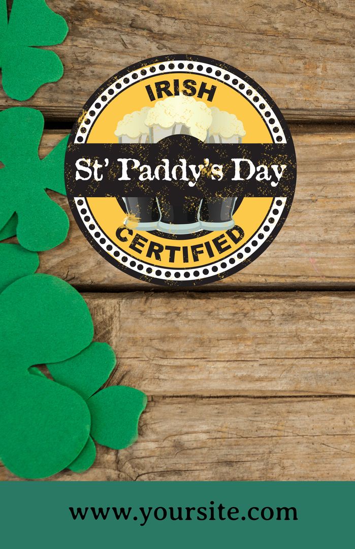 St. Patrick's Day Badge on Wooden Background for Festive Promotions