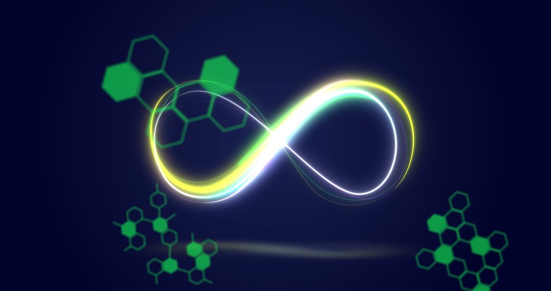 Glowing Infinity Symbol with Digital Interface Elements