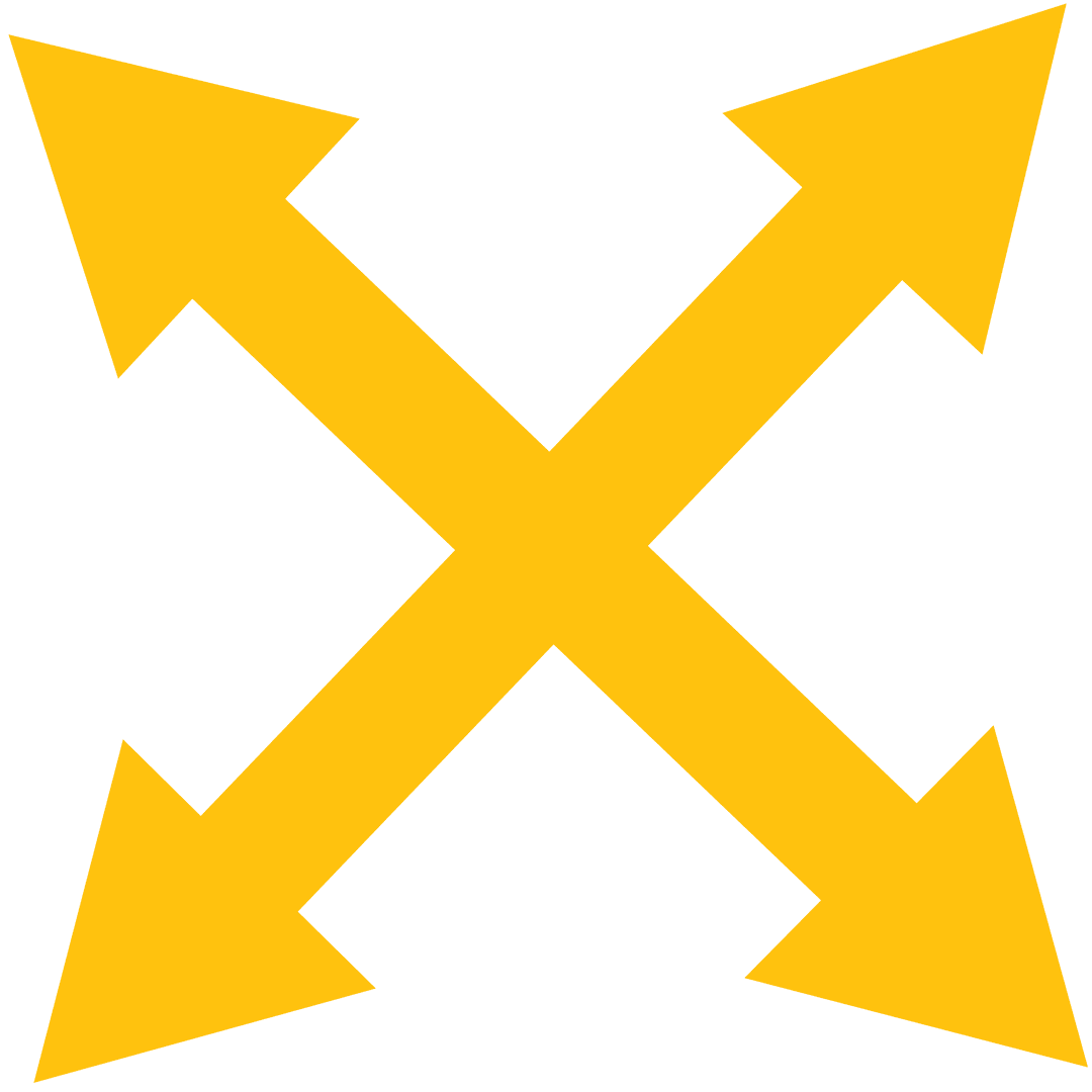 Yellow Crossed Arrows on Transparent Background Vector Illustration